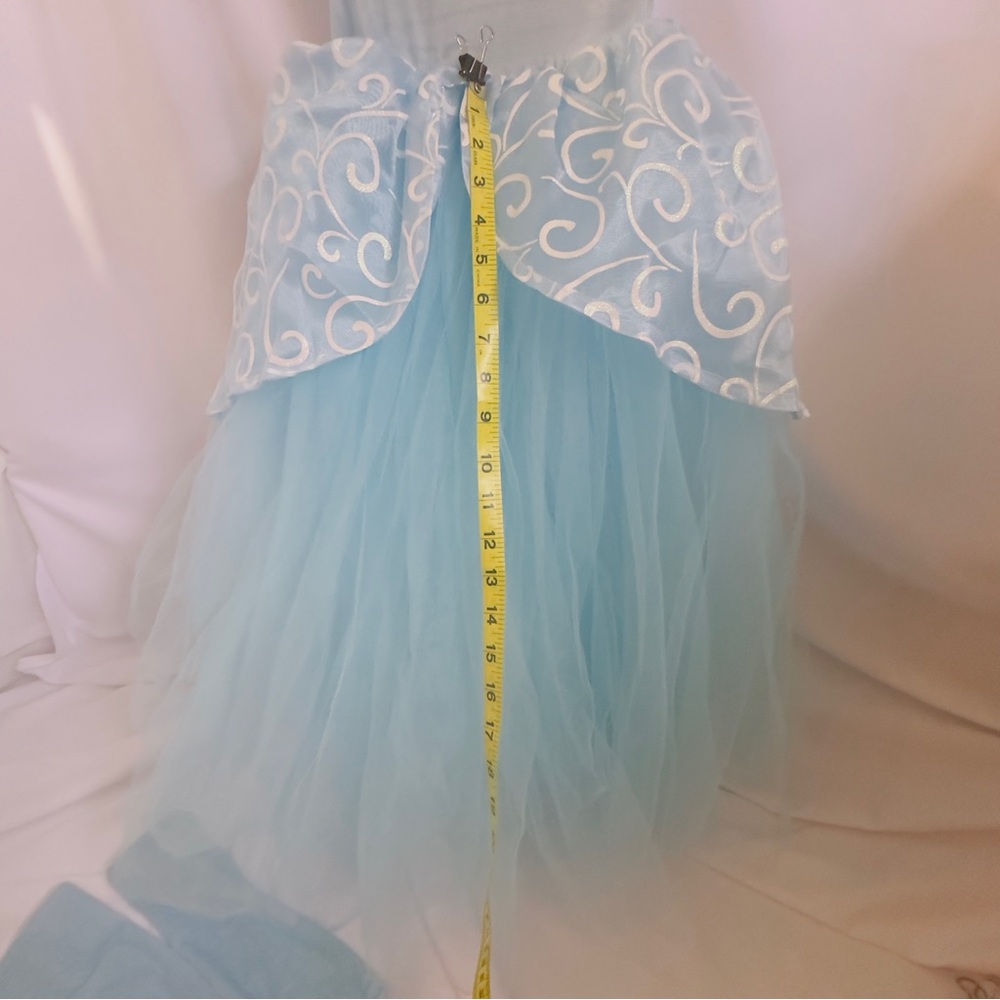 Light Blue Princess Tulle Costume Dress for Girls Cinderella w Gloves 4/5T - Picture 14 of 16